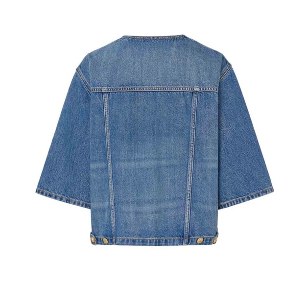 MO&Co. Women's Collarless Denim Jacket - Picture 3 of 7